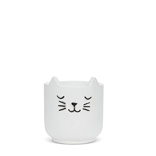 Abbott Collection  27-MEOW-748-SM Small Sleeping Cat Planter, White