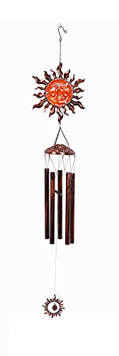 Comfy Hour Sun Moon Face Engraved Collection 47" Metal Art Decorative Sunface Windchime Hanging Wind Chime Windbell