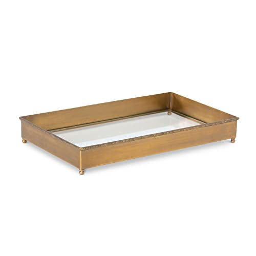 Park Hill Collection EAW16009 Brass and Glass Escritoire Rectangle Tray, 15.5-inch Length