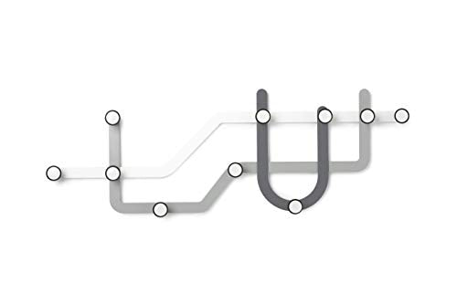 Umbra Subway Multicolored Modern Public Transit Maps Shape Steel 10 Wall Hanger-Easy to Mount, Perfect for Scarves, Coats in Entryway-Each Hook Holds Up to 5 lbs