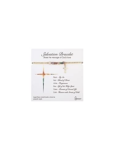 Roman Salvation Stretch Bracelet, 7-inch Length, Brass, Gold, With Gift Box, Female, Mother, Grandmother, Mother's Day, Birthday, Gift