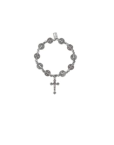 Roman Saint Benedict Stretch Bracelet, 7-inch Length, Zinc, Silver, For Women, Fashion, Jewelry, Gift, For Any Occasions