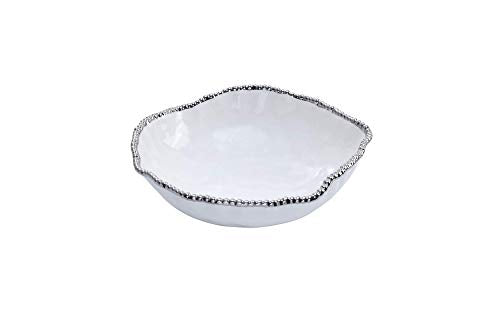 Pampa Bay Oversized Porcelain Bowl with Silver Trim