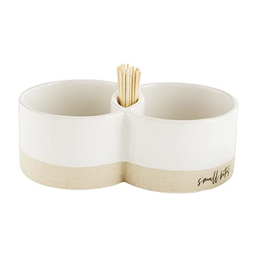 Mud Pie, White, Sectioned Toothpick Server, 4 1/4" x 6 3/4"