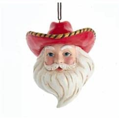 Kurt Adler Western Santa Head Ornament