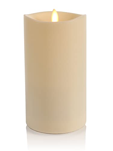 K&K Interiors Luminara Outdoor Moving Flame 3.75" Pillar Flameless LED Candle, IPX4, Plastic, Ivory (7-inch)