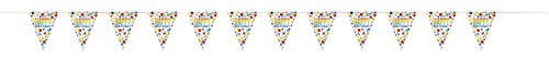 Unique Industries Rainbow Spots Birthday Plastic Flag Banner 12 ft, 1 Ct.