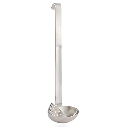 HIC Harold Import Co 22016 HIC Straining Ladle with Long Handle, 18/8 Stainless Steel, 3-Ounce Capacity