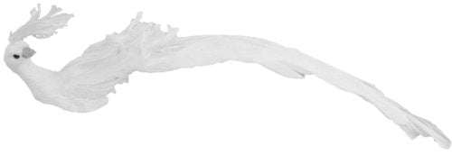 Midwest Design Touch of Nature 11.25" Fancy Tail Fashion Glitter White w/Clip, 1pc Faux Peacock