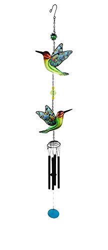 Comfy Hour Travel on Wings Collection 37" Metal Art Decorative Hummingbird Windchime Hanging Wind Chime Windbell