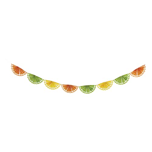 Unique Industries Unique 16446 Paper Fan Garland-2.43 m-Citrus Fruit Summer Party-1 Count (Pack of 1), Multicolour