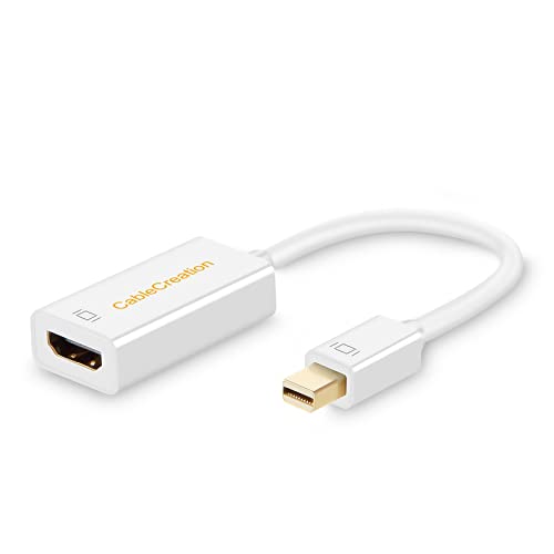 4K Mini DisplayPort to HDMI Adapter CableCreation Mini DP(Thunderbolt Port Compatible) to HDMI AV HDTV Male to Female Adaptor for Mac Book Imac, White Color