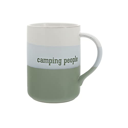 Pavilion - Camping People Ceramic 18-ounce Mug Cabin Themed Gifts for Camp Lovers, Campfire, Green