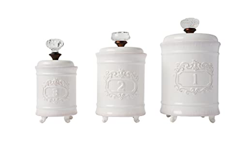 Mud Pie Kitchen Canister Set of 3, White