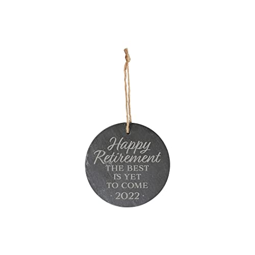 Carson Home Slate Ornament, 4-inich Diameter (Happy Retirement)