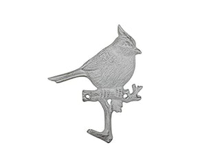 Hampton Iron HANDCRAFTED NAUTICAL D‚àö√¢COR Whitewashed Cast Iron Cardinal Sitting on a Tree Branch Decorative Metal Wall H
