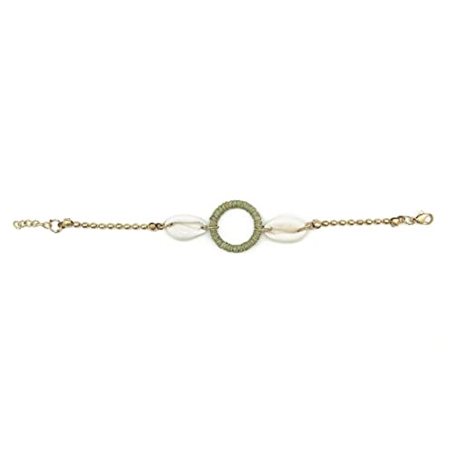 Anju Ring and Shells Sachi Calming Sage Collection Bracelet for Women, 7.5-inch Length