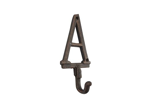 Hampton Iron HANDCRAFTED NAUTICAL DCOR Rustic Copper Cast Iron Letter A Alphabet Wall Hook 6"