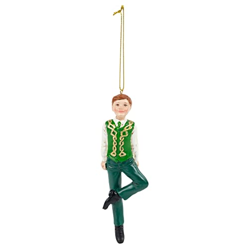 Kurt Adler Adler Irish Dancing Boy Green and Gold Tone 5 Inch Resin Hanging Ornament