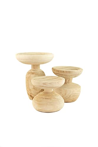 KALALOU CFAN1046 Set of Three Turned Wooden PEDESTALS