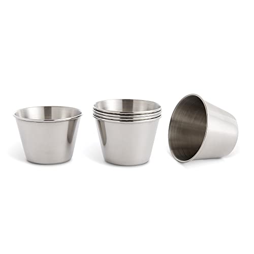 HIC Maine Man Seafood Sauce Cups, Stainless Steel, Set of 6, 2-Ounce Capacity