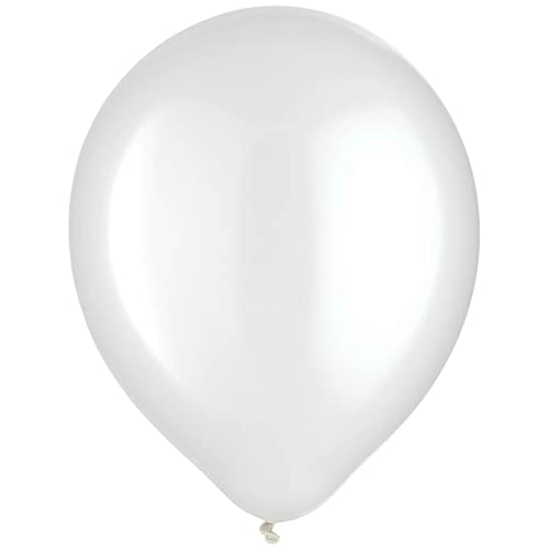 Amscan Pearlized Latex Balloons | White | Pack of 100 | Party Decor