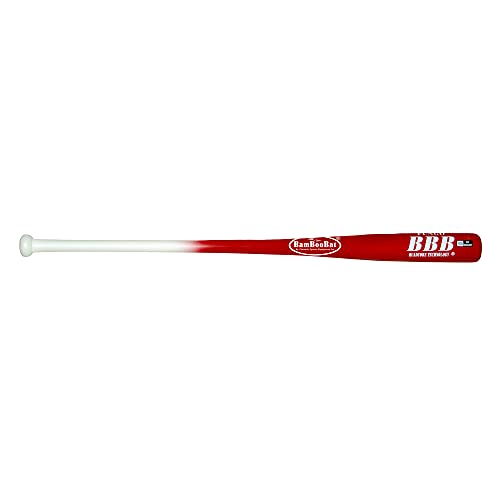 BAMBOOBAT by¬†Pinnacle Sports¬†Equipment INC. Adult Fungo Infield/Outfield Bamboo Baseball Bat, White Handle/Red Barrel, 34"