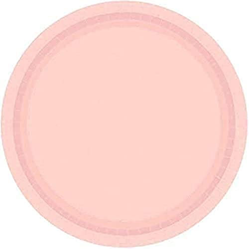 Amscan Disposable Value Solid Tableware Pale Pink Round Plates, 9"
