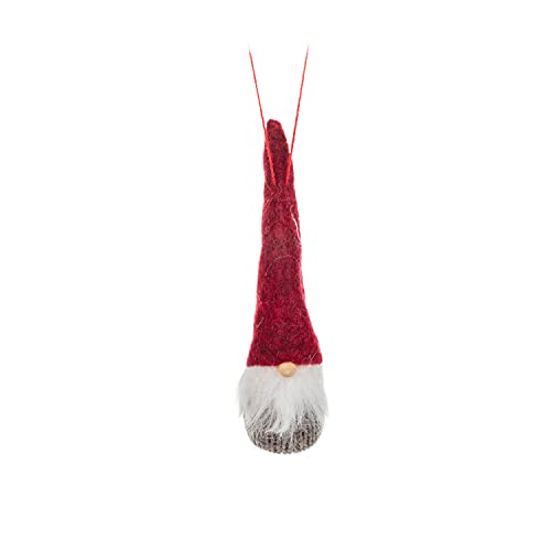 Abbott Collection  27-MAPLE-2211 Small Gnome Ornament, Red/Grey