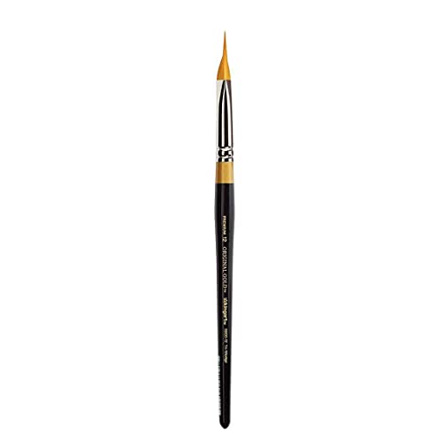 KINGART Original 9900 Series, Size 12 Golden Taklon Tri Wedge Brush, Black/Gold