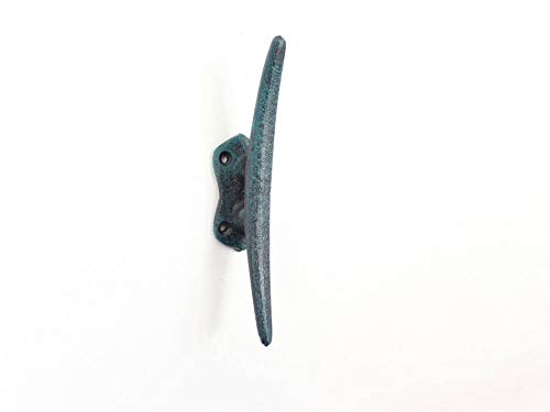 Hampton Iron Seaworn Blue Cast Iron Cleat Wall Hook 6" - Door Decor - Nautical Theme