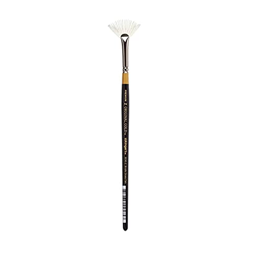 KINGART Original Gold Specialty 9246 Series, Synthetic Bristle Rake Fan Artist Brush (4),Black/Gold,9246-4