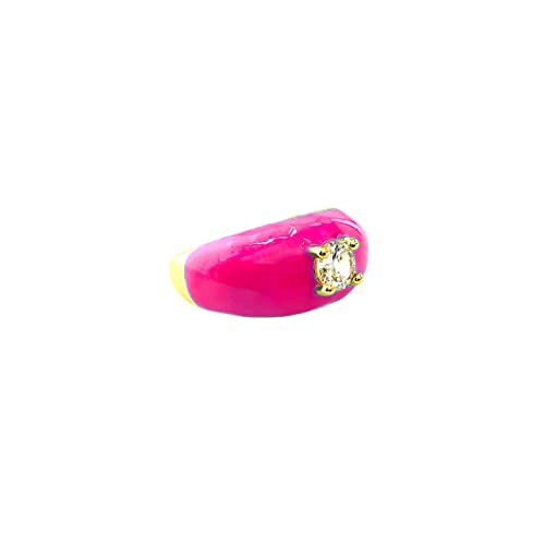 Maya J Jewelry CZRB902HP Cubic Zirconia Enamel Ring, Size 6, Gold Plated Over Brass