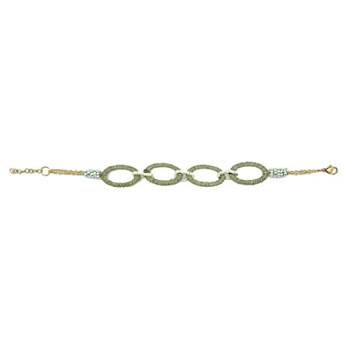 Anju Green Wrapped Links Sachi Calming Sage Collection Bracelet for Women, 7-inch Length