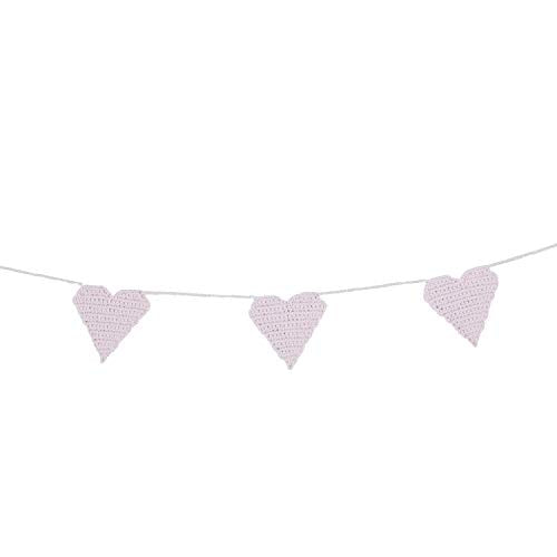 Creative Brands Stephan Baby Cotton Crochet Nursery Garland, Pink Hearts