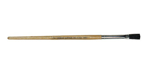 Charles Leonard Flat Tip Easel Paint Brushes with Short Stubby Handle, 0.25 Inch, Natural Handles and Black Bristles, 12-Pack (73125)