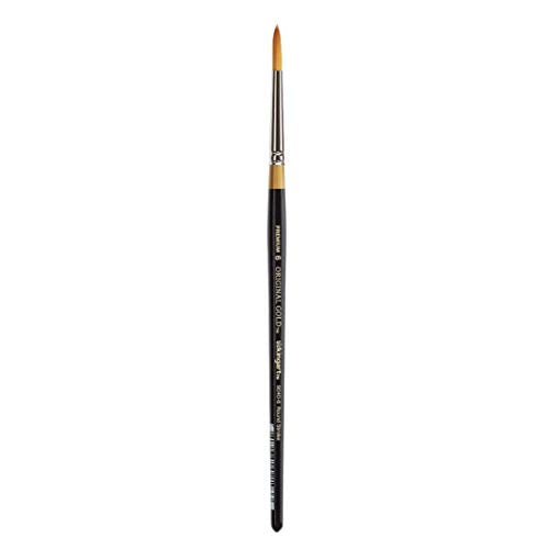 KingArt Original Gold 9040 Series , Premium Artist Brush, Golden TAKLON Round Stroke-Size: 6, 6