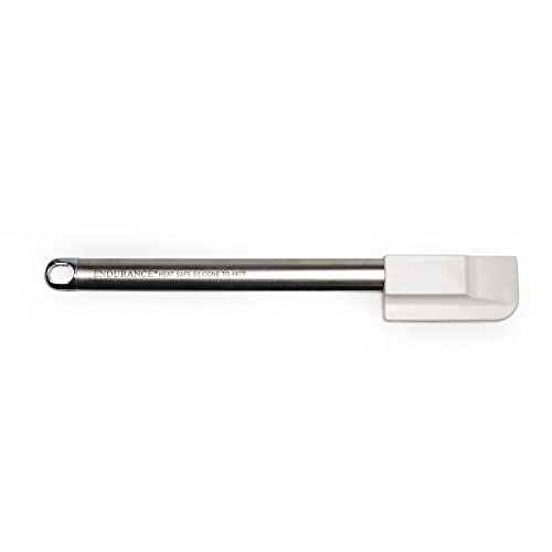 RSVP International Small Silicone Spatula with Stainless Steel Handle, White