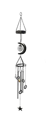 Comfy Hour Farmhouse Home Decor Collection Metal Art Decorative Moon Windchime Hanging Wind Chime Windbell 38"
