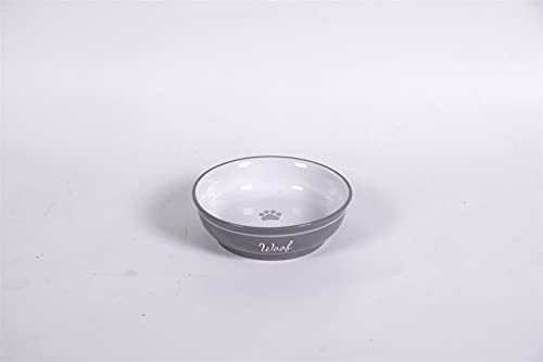 Blue Sky Clayworks 8799 Woof Pet Bowl (6-inch Diameter, Grey)