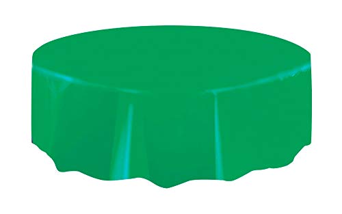 Unique Industries Round Green Plastic Tablecloth, 84"