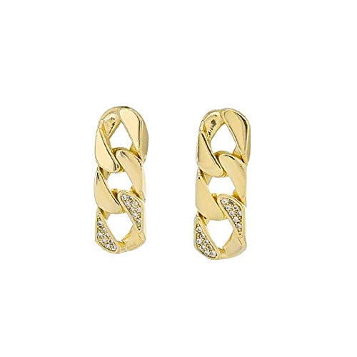 Maya J CZEB18Y Three Link Curb Chain Earrings, Yellow, Gold and Rhodium Plated over Brass