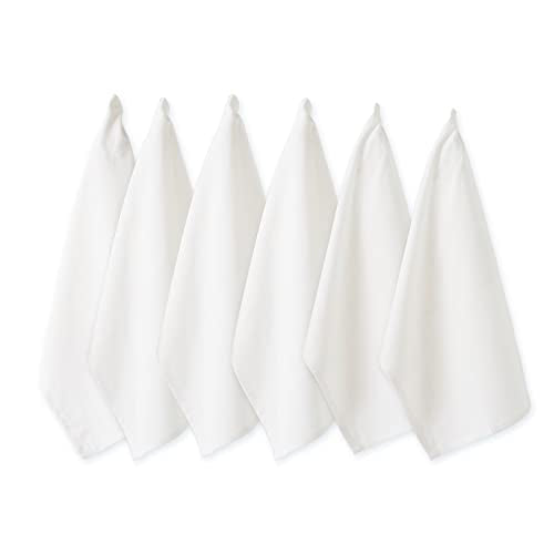 DII Design Basic Solid Dishtowel Collection Cotton Flat Woven, Small Set, 18x28, White, 6 Piece