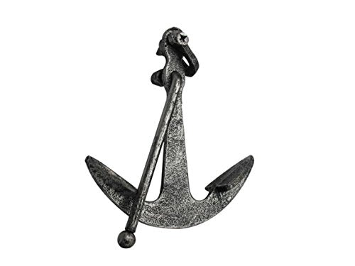 Hampton Iron  Rustic Silver Cast Iron Anchor Paperweight 5" - Metal Art Decoration - Decorative Cast Iron Home Decor