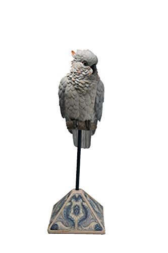 Comfy Hour Farmhouse Home Decor Collection Resin Cockatoo On Metal Pole Decor 20" Art Statue