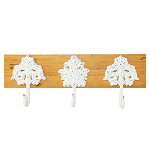 Foreside Home & Garden 3 Fleur Hook Wall Hanger Cast Iron & Wood