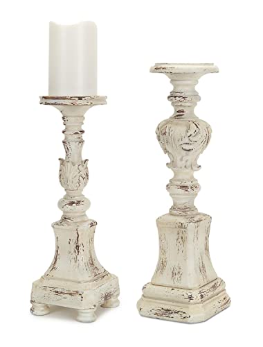 Melrose Candle Holders (Set of 2) 13", 15"H Polyresin