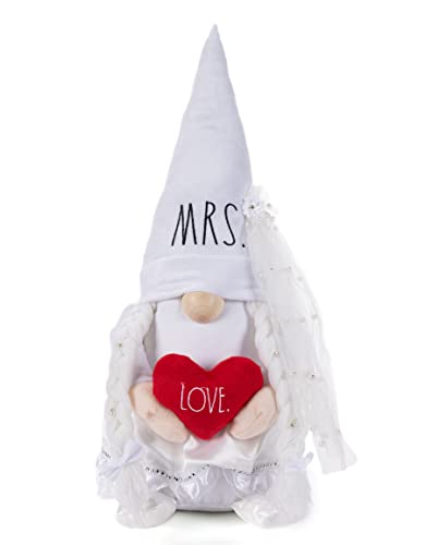 DesignStyles Rae Dunn Wedding Gnome - Bride Plush Bridegroom Mr. & Mrs. Gnome Couple, Gnomes Decorations for Home Farmhouse Kitchen Decoration, Stuffed Gnomes Plush Shelf Figurines, Gnome Decor Gnome Gifts - MRS