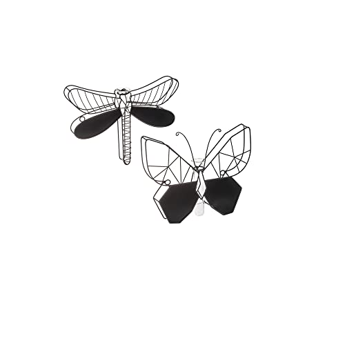 Ganz Butterfly & Dragonfly Wall Planter, Pack of 2, 11.25 Inches Width, 2 Depth, 9 Height, Black