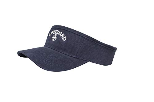 Kemp USA 11" White and Navy Blue Visor Lifeguard and Cross Logo Cap with Embroidery